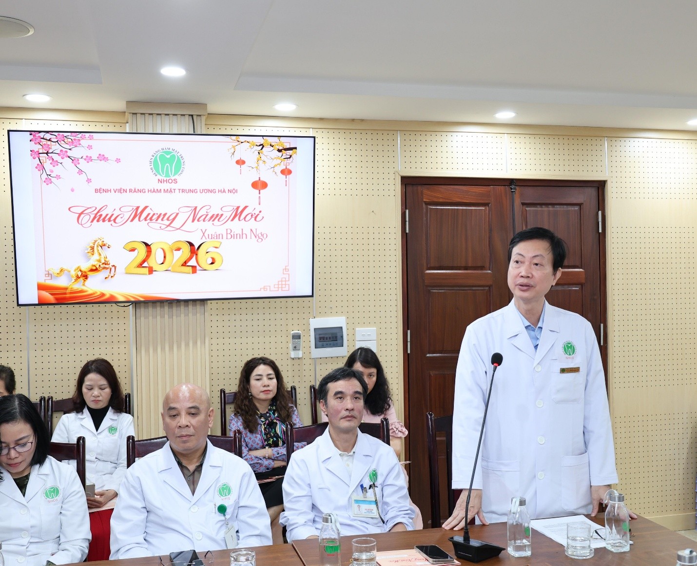 	TTND.PGS.TS Nguyễn Quang Bình, Phó giám đốc Bệnh viện, Chủ tịch Công đoàn Bệnh viện phát biểu